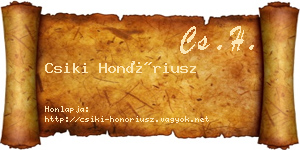 Csiki Honóriusz névjegykártya